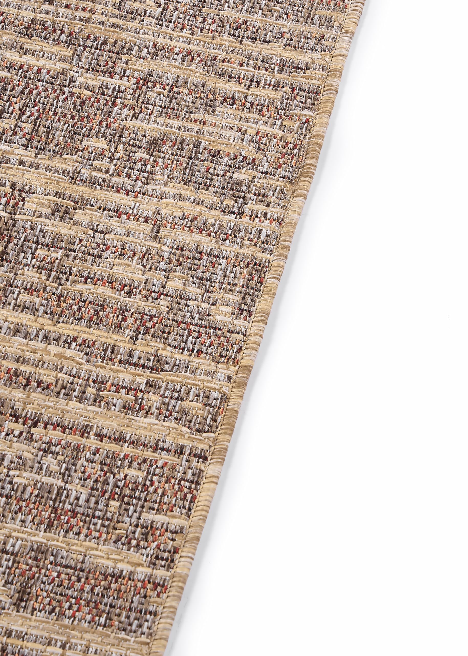 TAPISO Yucana In & Outdoorteppich Dunkelbraun Braun Beige Boho 140 x 200 cm