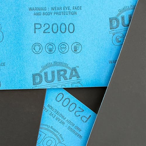 Miniatura 7 de Dura-Gold Hojas de papel de lija húmedo o seco de grano 220, 5-12 x 9 pulgadas, caja de 25 - lijado de corte medio, detalles, pulido automotriz,