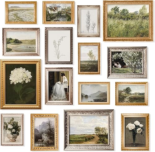 97 Decor Impresiones artísticas vintage para pared, 16 piezas de decoración de campo francés, pósteres vintage para imágenes estéticas de
