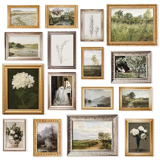 97 Decor Vintage Wall Art Prints - 16 Pcs French Country Decor, Vintage Posters For Room Aesthetic Pictures, Vintage Prints For Wall Decorations, Landscape Painting Gallery Wall Art For Bedroom (UNFRAMED)