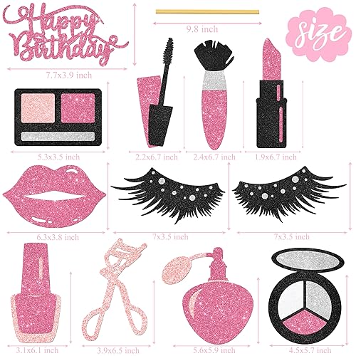 Miniatura 6 de 12 piezas de centro de mesa de maquillaje con purpurina, para spa, maquillaje, decoraciones de fiesta de cumpleaños para mesa, cosméticos, lápiz