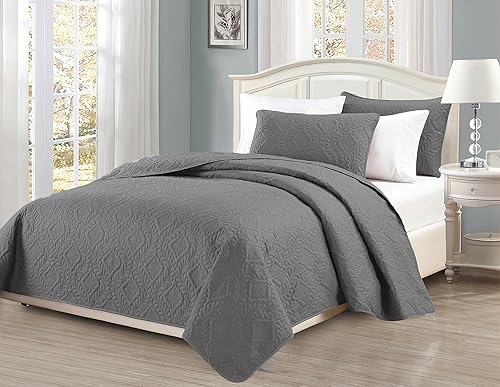 Vista 8 de Mk Collection - Colcha de cama con diseño de diamante en relieve Beige