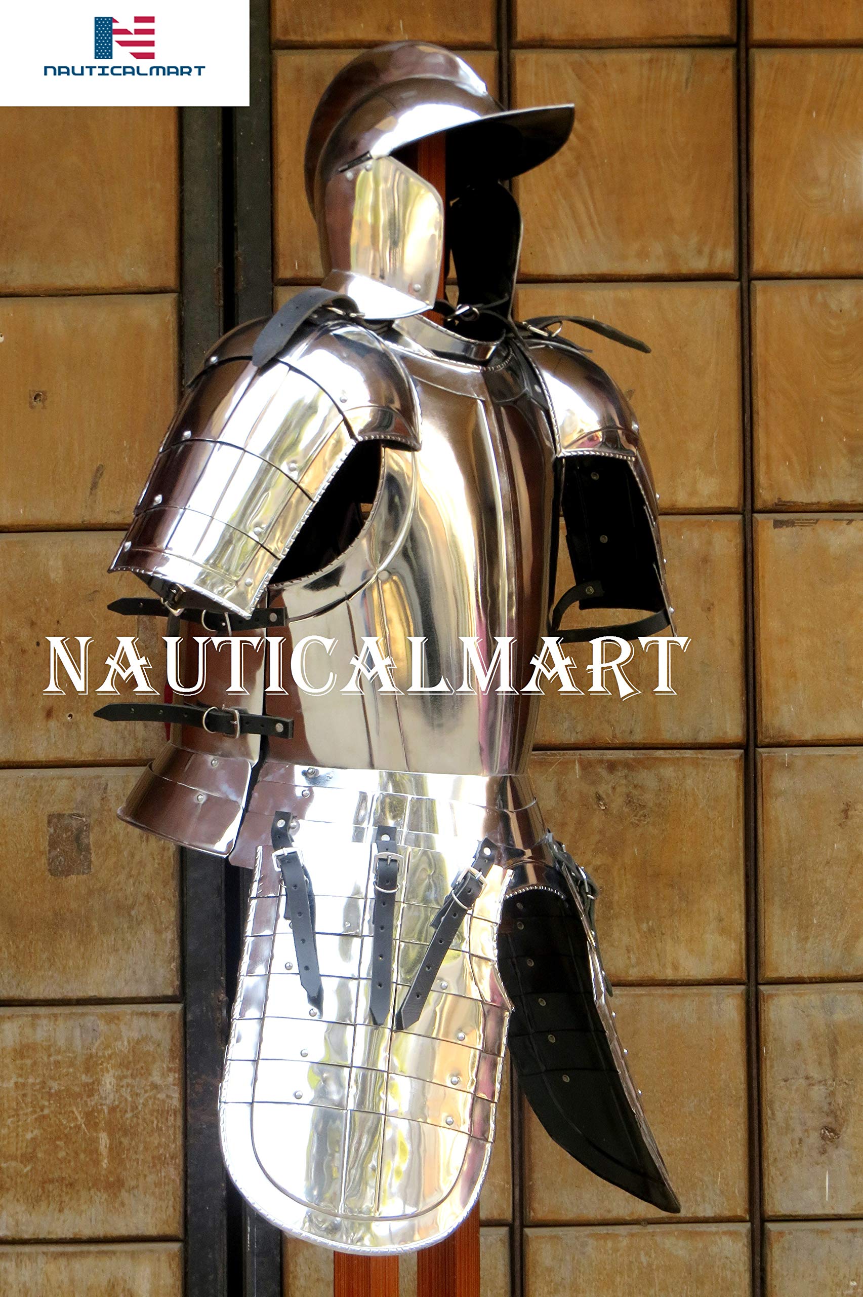 Medieval Kaspar Suit of Armor Set Silver Halloween Costume