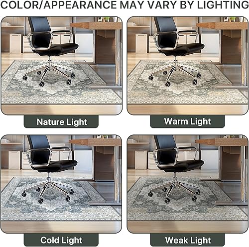 Miniatura 82 de Tapete para silla de oficina y suelo de azulejos de madera dura, para debajo del escritorio, de vinilo fino, lavable a máquina y antideslizante