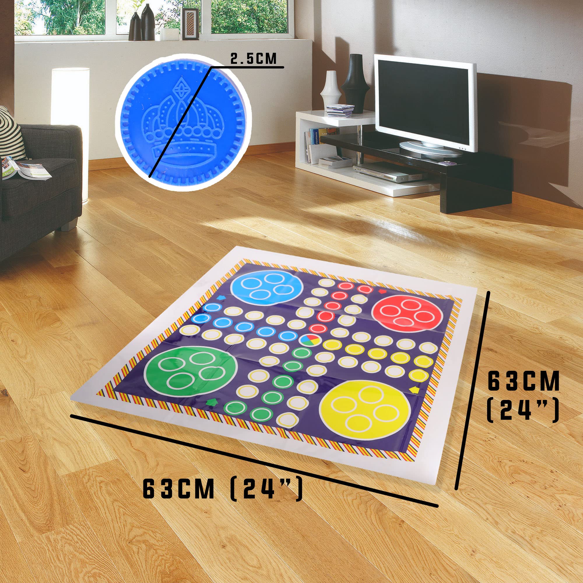 Snakes & Ladders and Ludo Giant Board Game Set Classic Entertainment Fun for the Whole Family Waterproof Game Play sheet - Image 3