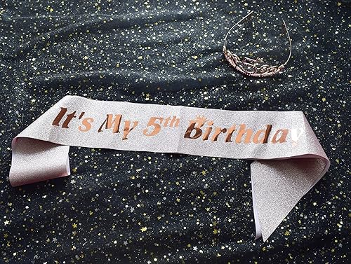 Miniatura 3 de Banda de satén rosa y tiara de cristal - Kit de fiesta de princesa de 5º cumpleaños