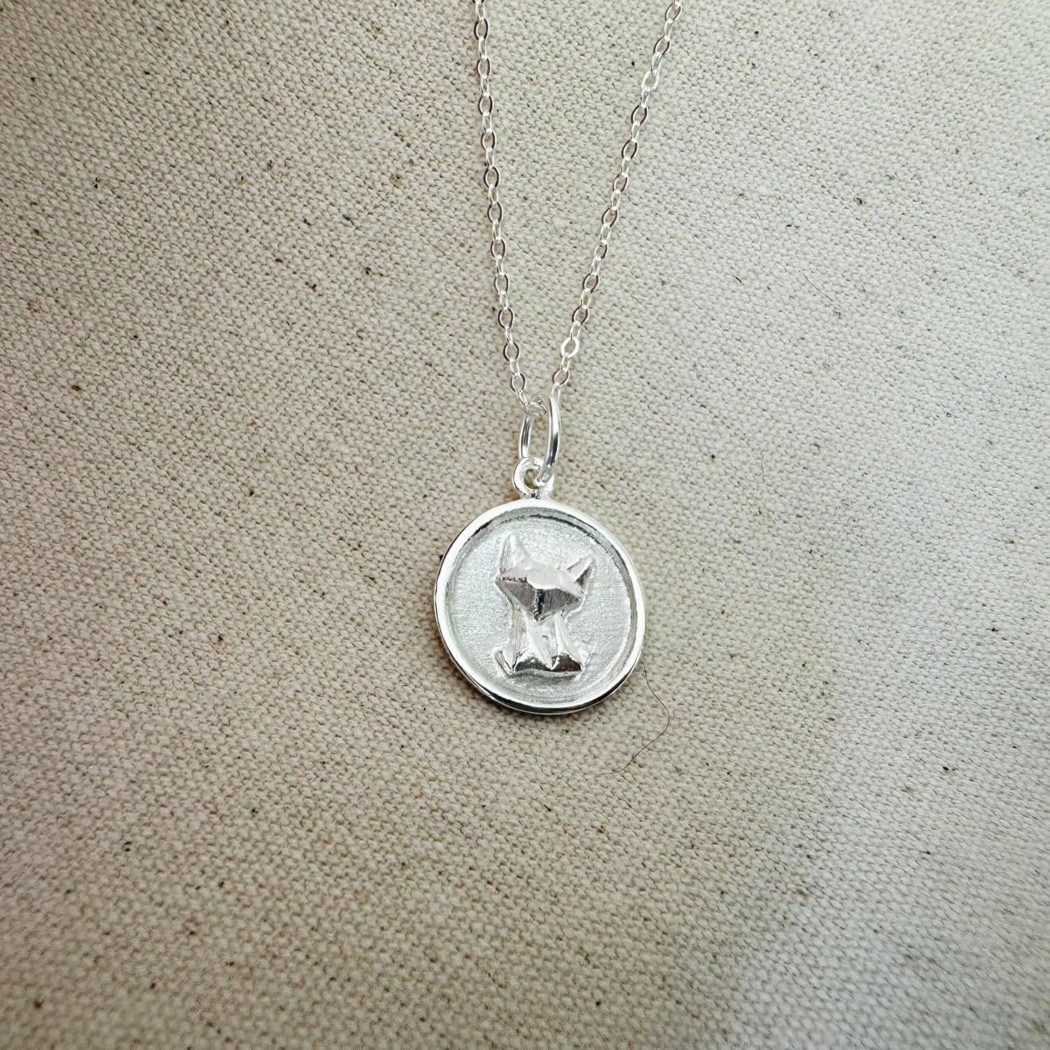 Origami Cat DISC Necklace in Sterling Silver 925 with 16 Inch Chain - Image 7
