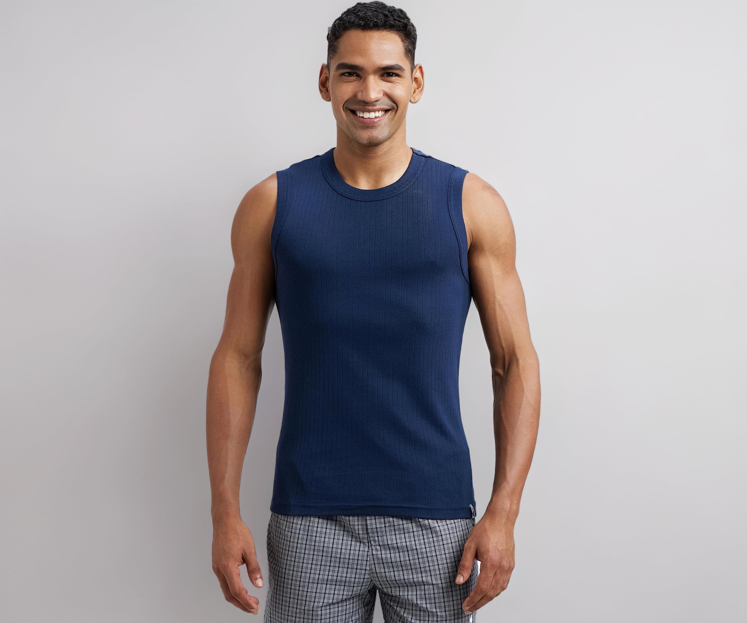 9930 Men's Super Combed Cotton Rib Solid Slim Fit Round Neck Muscle Vest