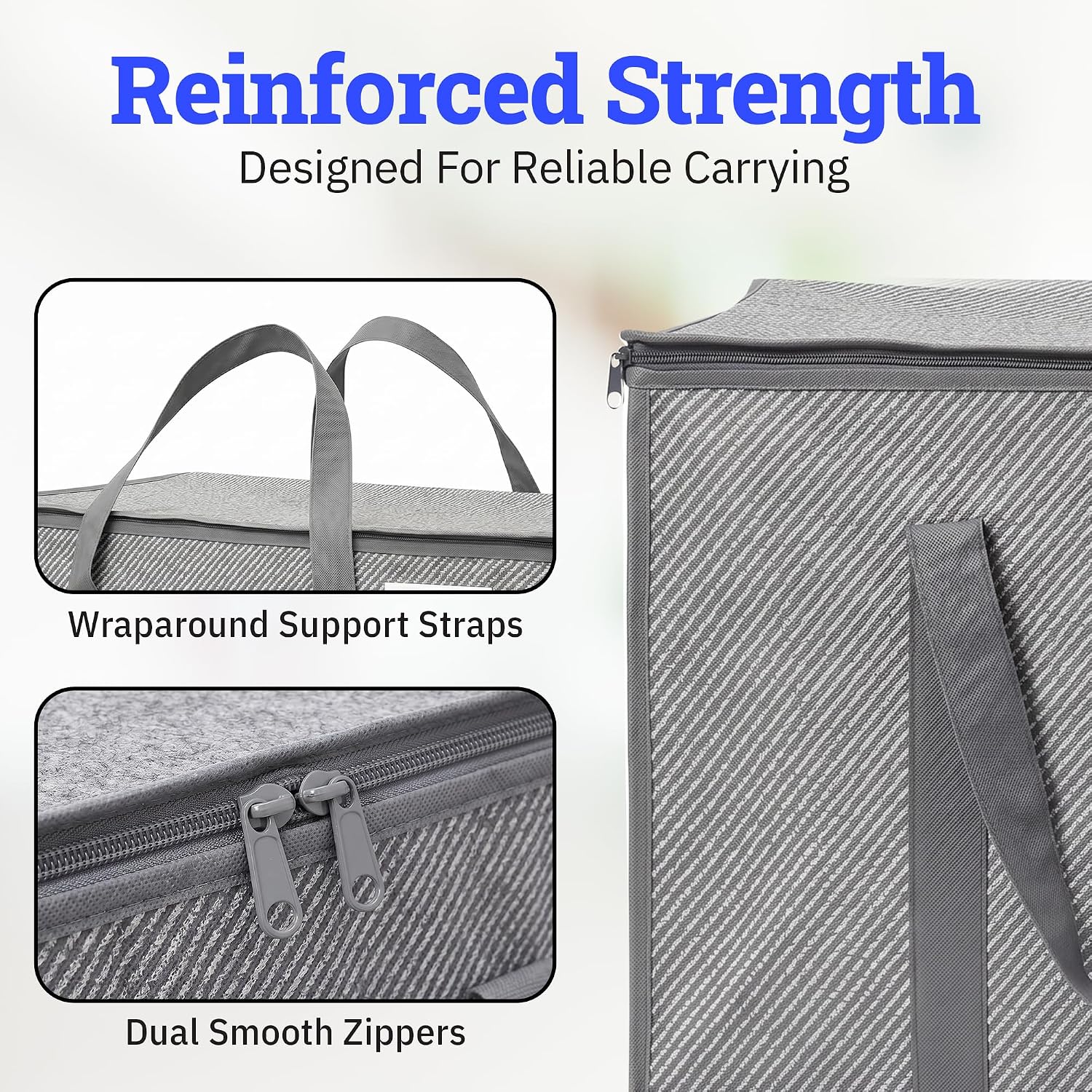 DURASACK Collapsible 26-Gallon Storage Bags – Tear-Resistant, Moisture-Resistant, Foldable Home Organization Bags – Charcoal, Pack of 2