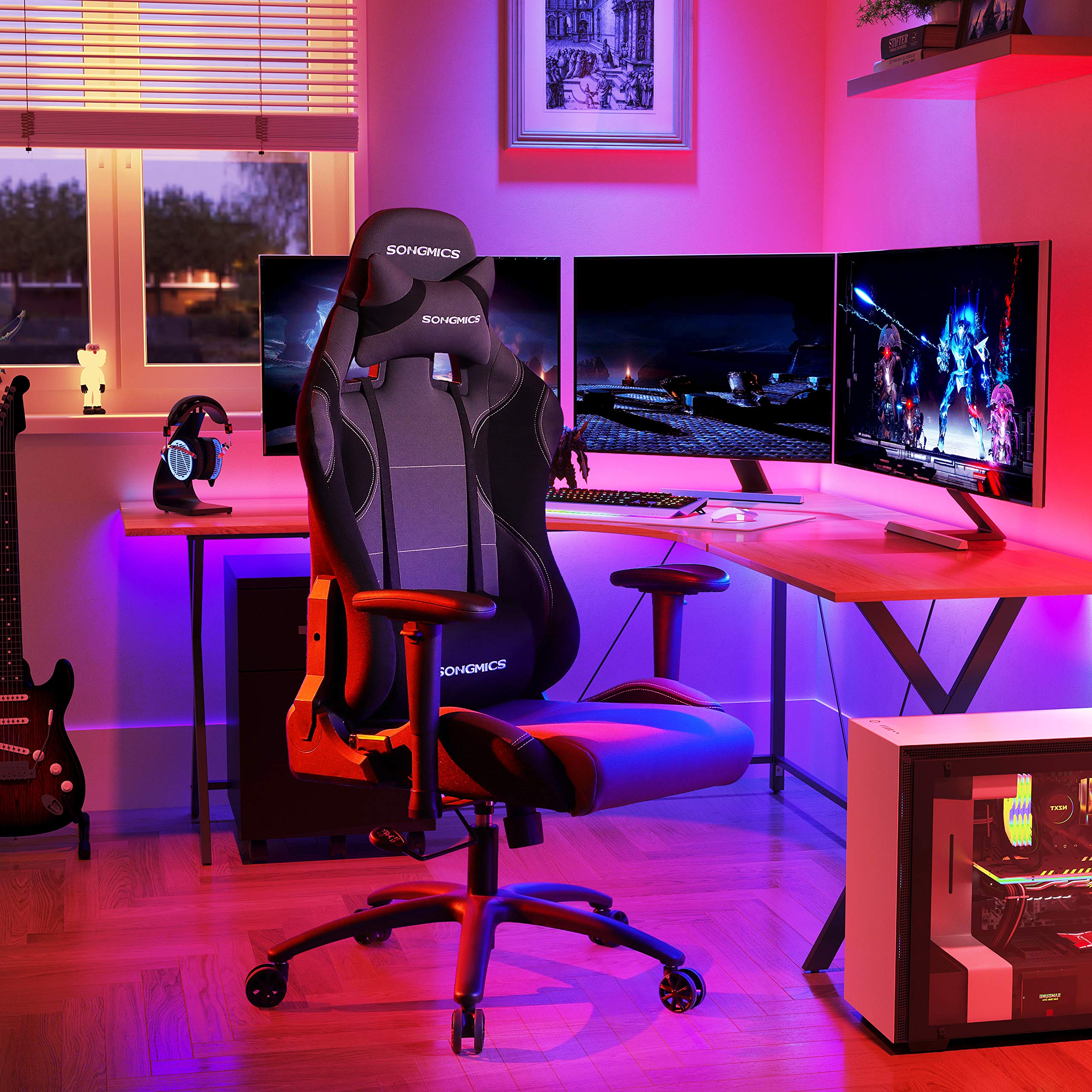 Image secondaire de Chaise Gamer SONGMICS Racing Noir et Gris - Fauteuil de Bureau Ergonomique