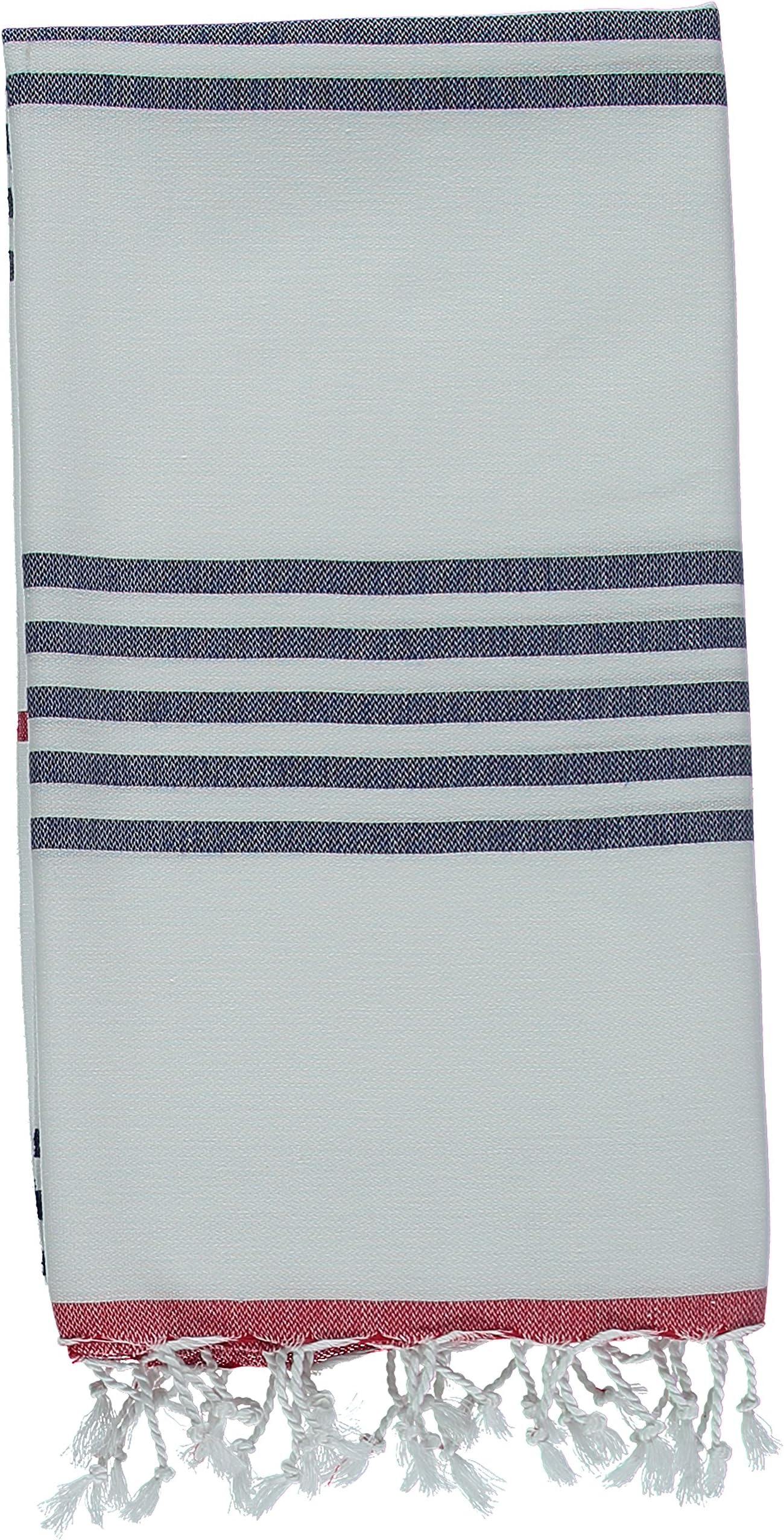 Turkish Beach Towels – 100% Cotton Premium Quality Multipurpose Peshtemal for Fast Drying & Easy Storage. Great for Travel, Spa, Pools, Bath and Gym - Sail Navy and Red