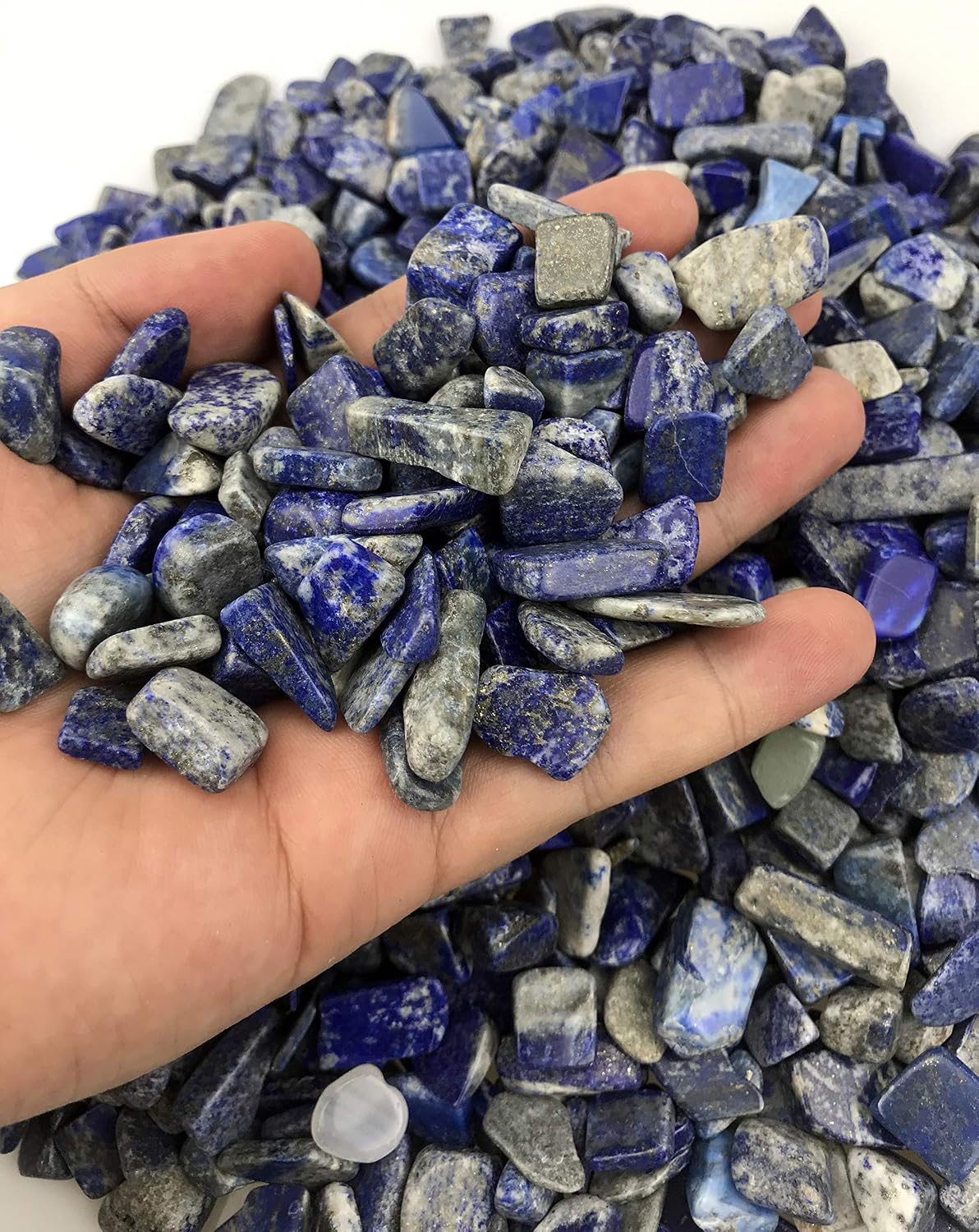 SNAKTOPIA Lapis Lazuli Tumbled Chips Stone Crushed Pieces Irregular Shaped Stones Jewelry Making 0.2~0.5in Weight 0.74 ib (5-Lapis Lazuli)