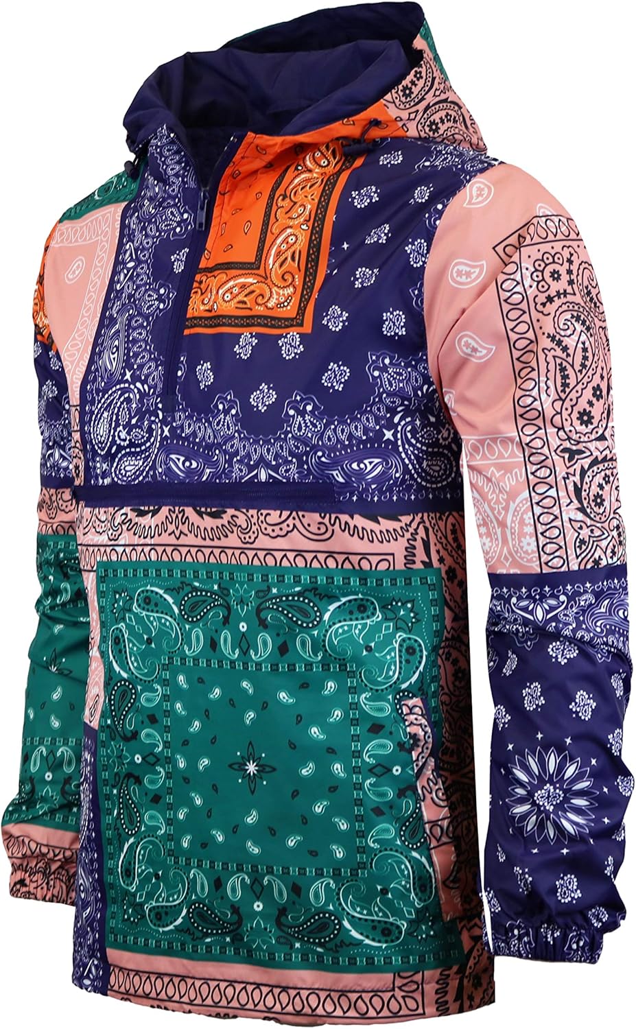 SCREENSHOTBRAND-S51011 Hip-Hop Hooded Water Resistant Windbreaker - Outdoor Lightweight Bandana Pullover Jacket-Purple-Small - Image 2