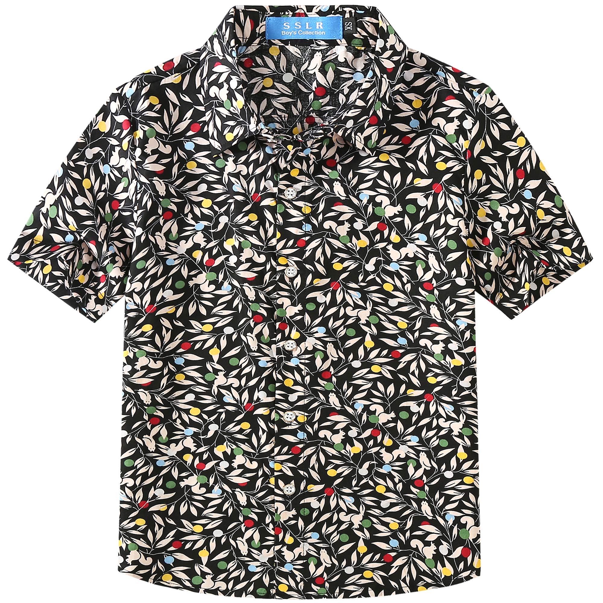 SSLR Big Boys Hawaiian Shirt Cotton Casual Short Sleeve Button Up Shirts