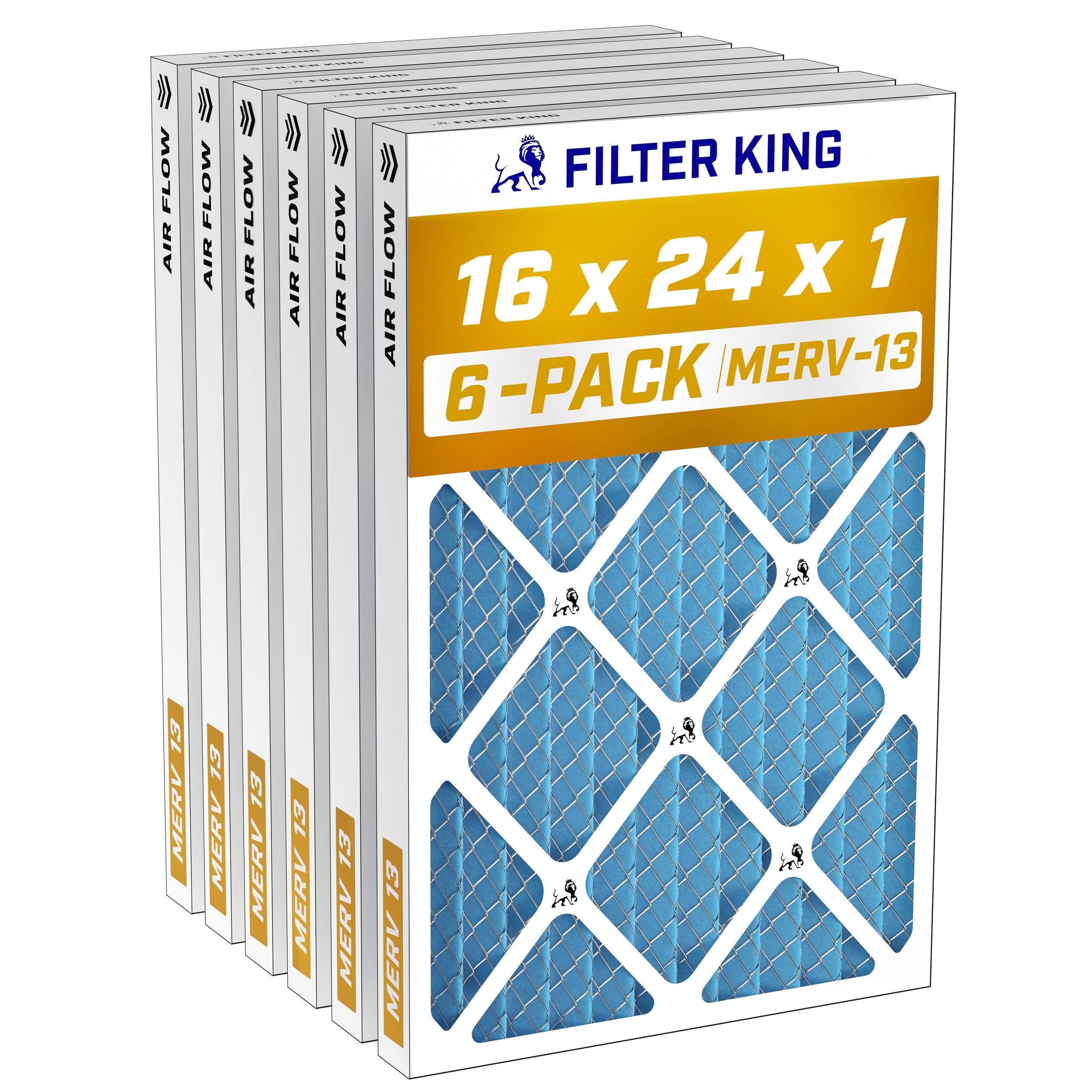 Filter King 16x24x1 MERV 13, 6-Pack