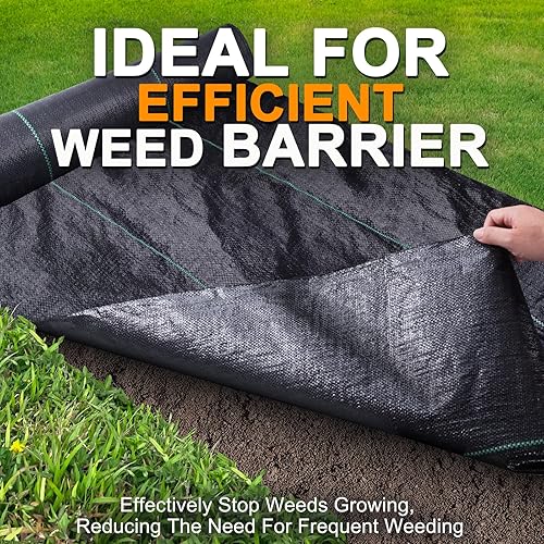 Miniatura 2 de Winisok Tela de barrera de malezas resistente, 4 x 50 pies, tela de jardín duradera para control de malas hierbas para jardinería, agricultura, tela
