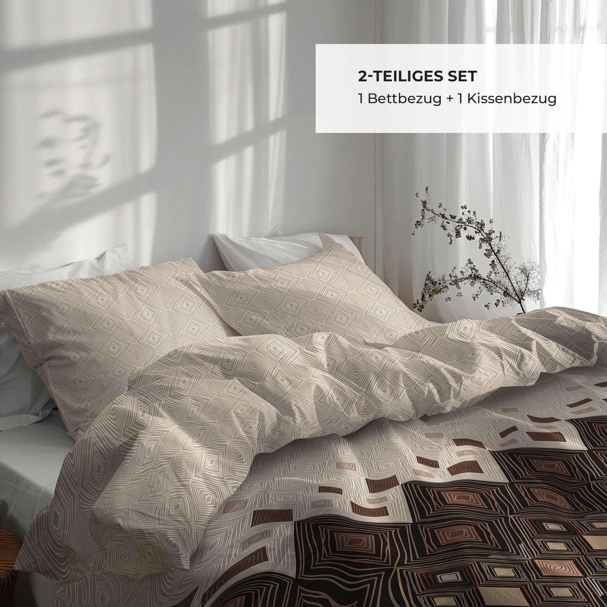 Ropa de cama prémium de 135x200 cm, 100 % transpirable, agradable algodón con cremallera, color turquesa, azul claro, 2 piezas, funda nórdica de 135x200 cm + funda de almohada de 80x80 cm