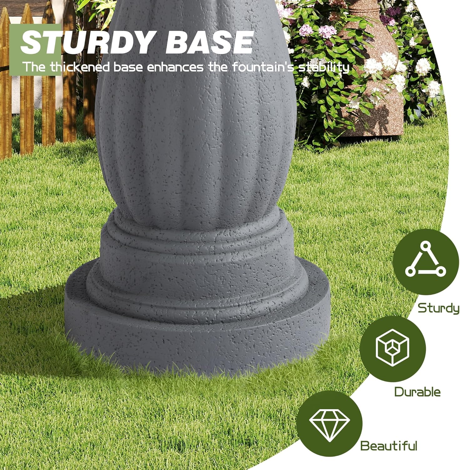 47.4'H Italian Outdoor Garden Water Fountains, Fountains and Waterfalls Outside, Large Cascading Indoor Floor-Standing Resin Bubbler Fountain Features w/Pump for Patio and Yard Decor (Grey)