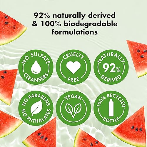 Miniatura 14 de Love Beauty and Planet Jabón corporal a base de plantas hidrata y restaura la piel Sandía y ácido hialurónico fabricado con limpiadores a base de