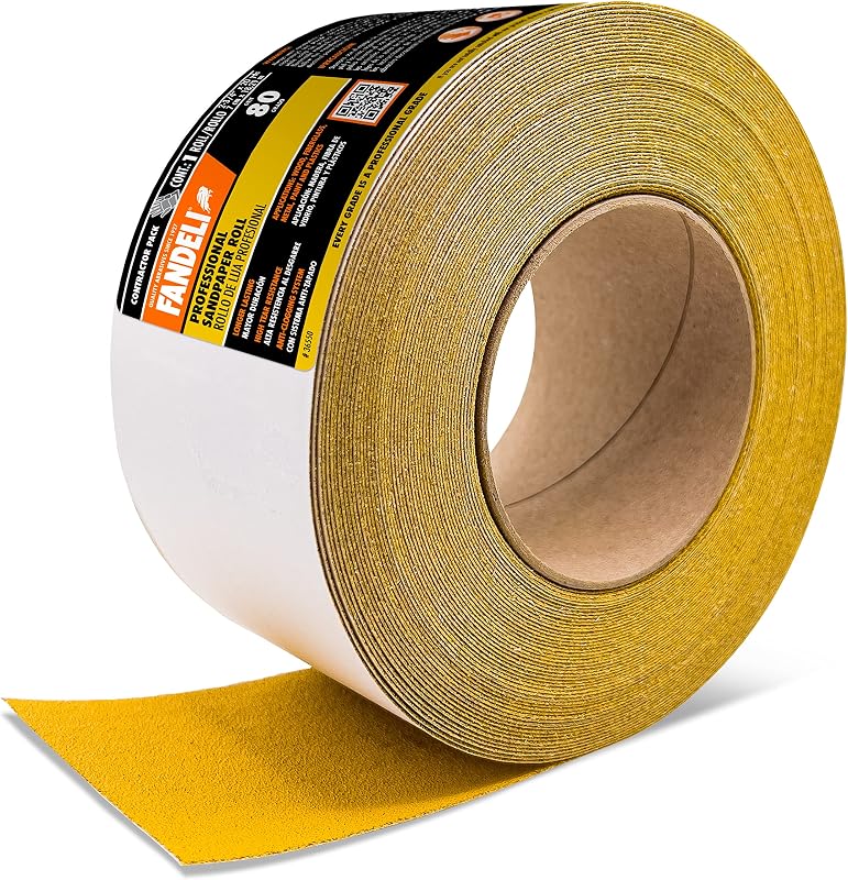 Long Lasting Sandpaper Roll | Ideal for Sanding Wood | Self-Adhesive Continuous Sheet (80 Grit)
