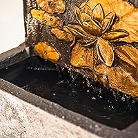 Vista 4 de XBrand Fuente de pared de agua de 29.5 pulgadas de alto con cara de Buda para interiores y exteriores, con bomba y protector contra salpicaduras