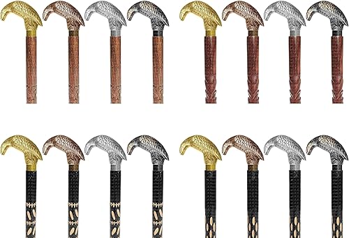 Miniatura 6 de Bastones y bastones de madera plegables de viaje para hombres, mujeres y personas mayores, senderismo con mango de cuervo de latón (pulido dorado,