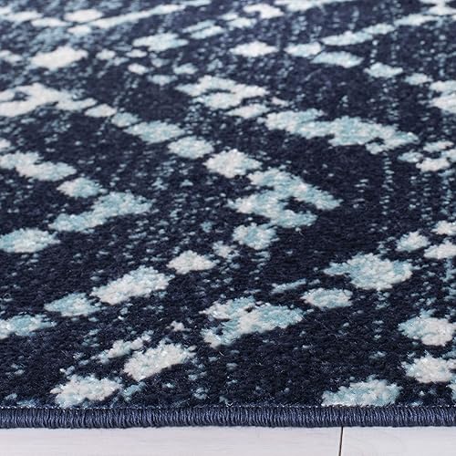 Miniatura 3 de SAFAVIEH Colección Adirondack Alfombra de Área - 4' Cuadrada, Azul Marino y Marfil, Diseño Moderno de Diamante Desgastado, No Desprende Pelusa y de