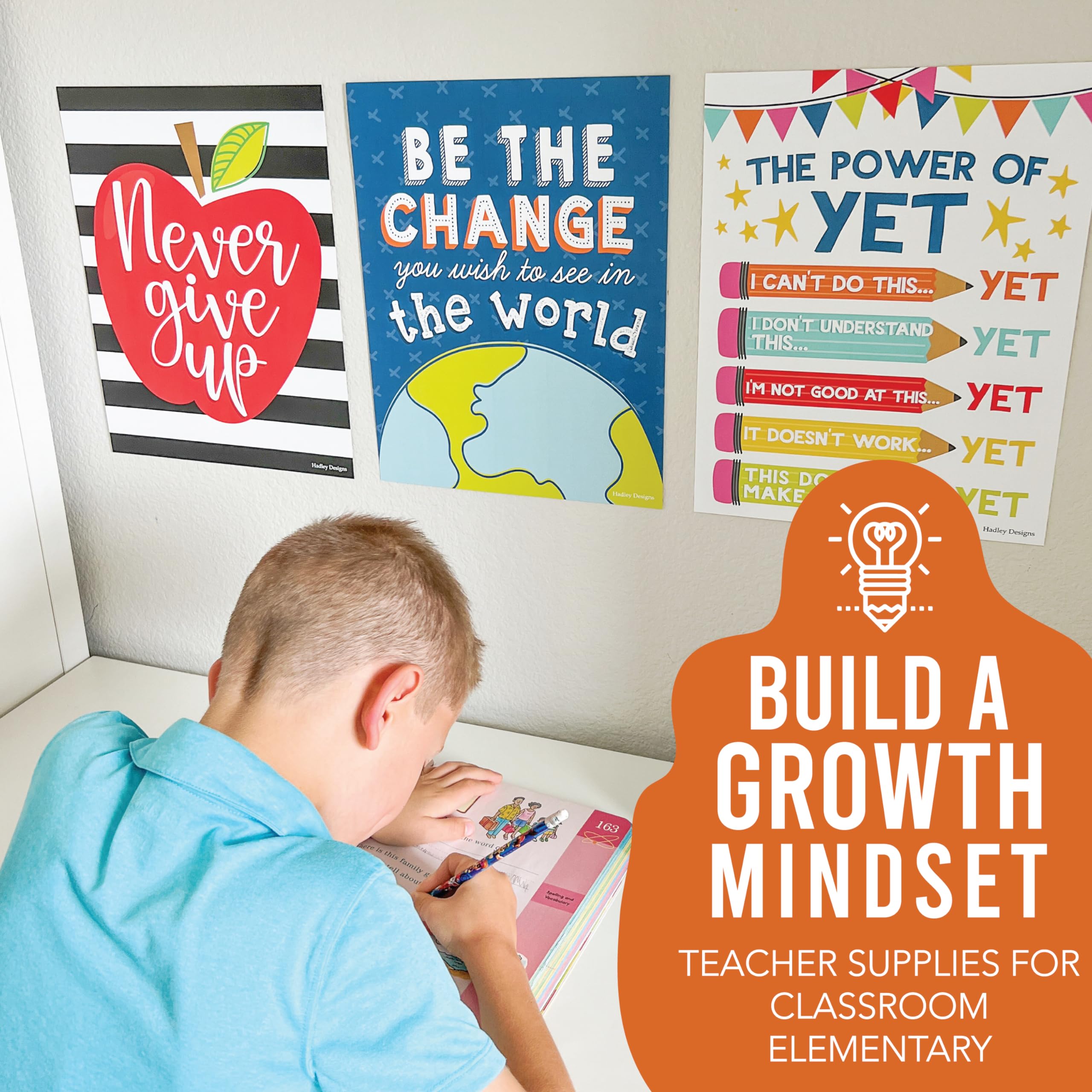 Hadley Designs Motivational Posters For Classroom 9 Growth Mindset Wall ...