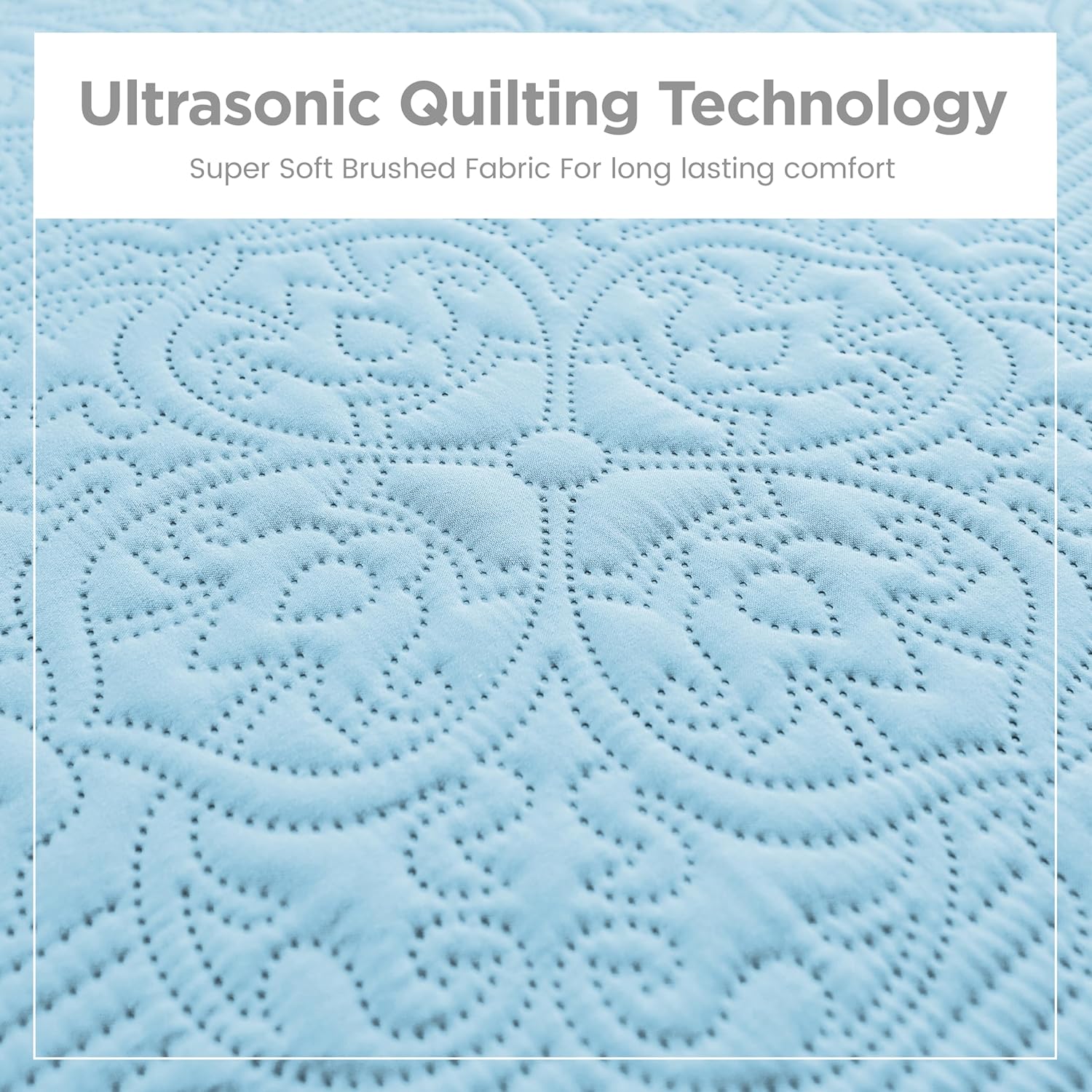 Sophia & William Bed Quilt Bedspread Coverlet - Reversible, Lightweight - Queen Size, Light Blue