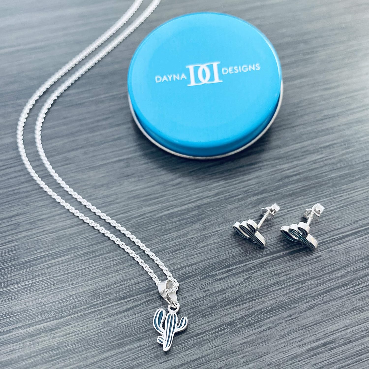 Cactus Post Earrings - Platinum over 925 Solid Sterling Silver, Studs, Hypoallergenic Jewelry Gifts, Mini Succulent Charms by Dayna Designs