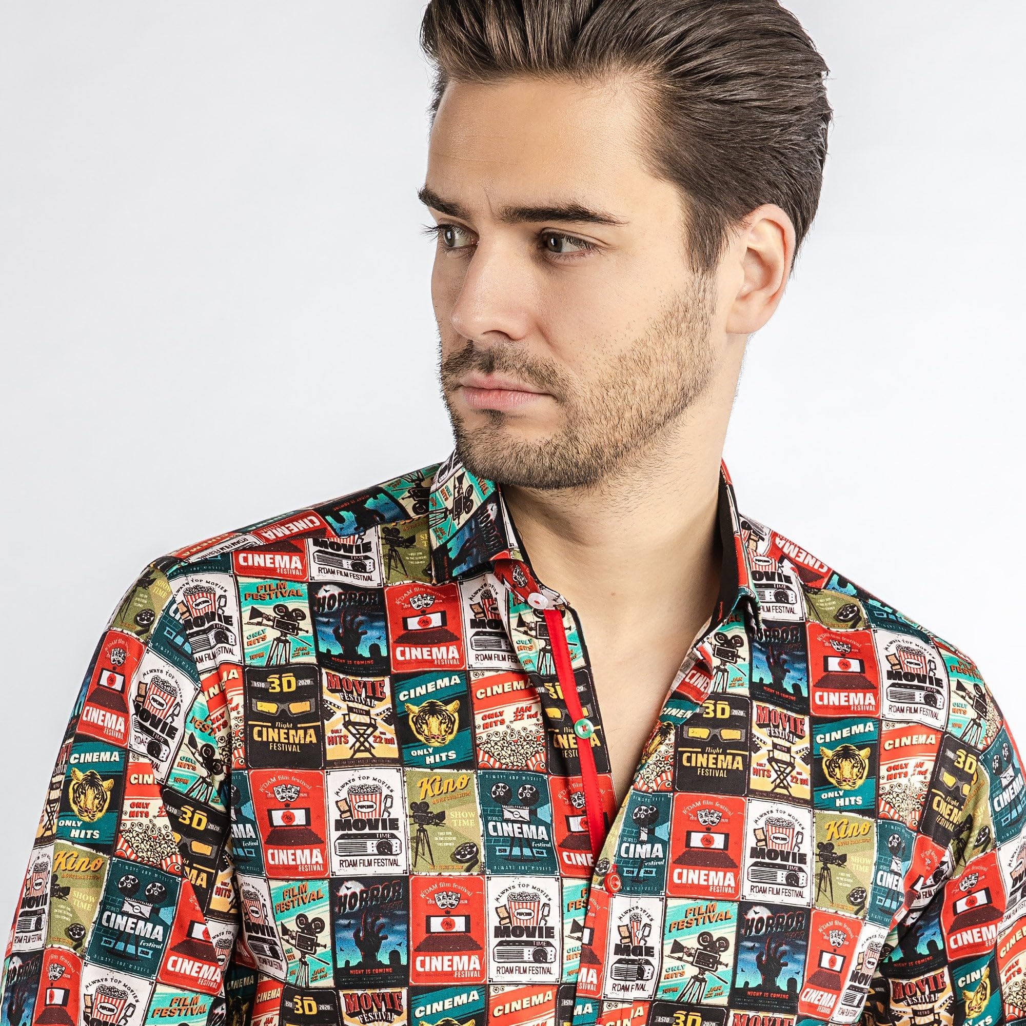 Claudio Lugli Camicia vintage con stampa di poster cinema e film