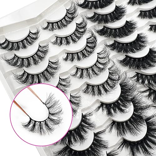 Miniatura 7 de Wispy - Pestañas de ojo de gato de aspecto natural rizo C de 078 pulgadas esponjosas 3D de visón paquete de 20 pares de pestañas postizas