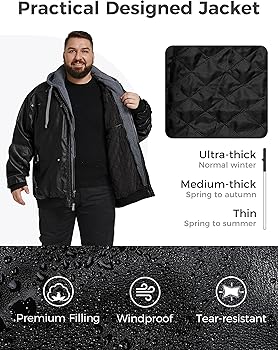 wantdo Men's Big and Tall Leather Jacket Hooded Motorcycle Jacket