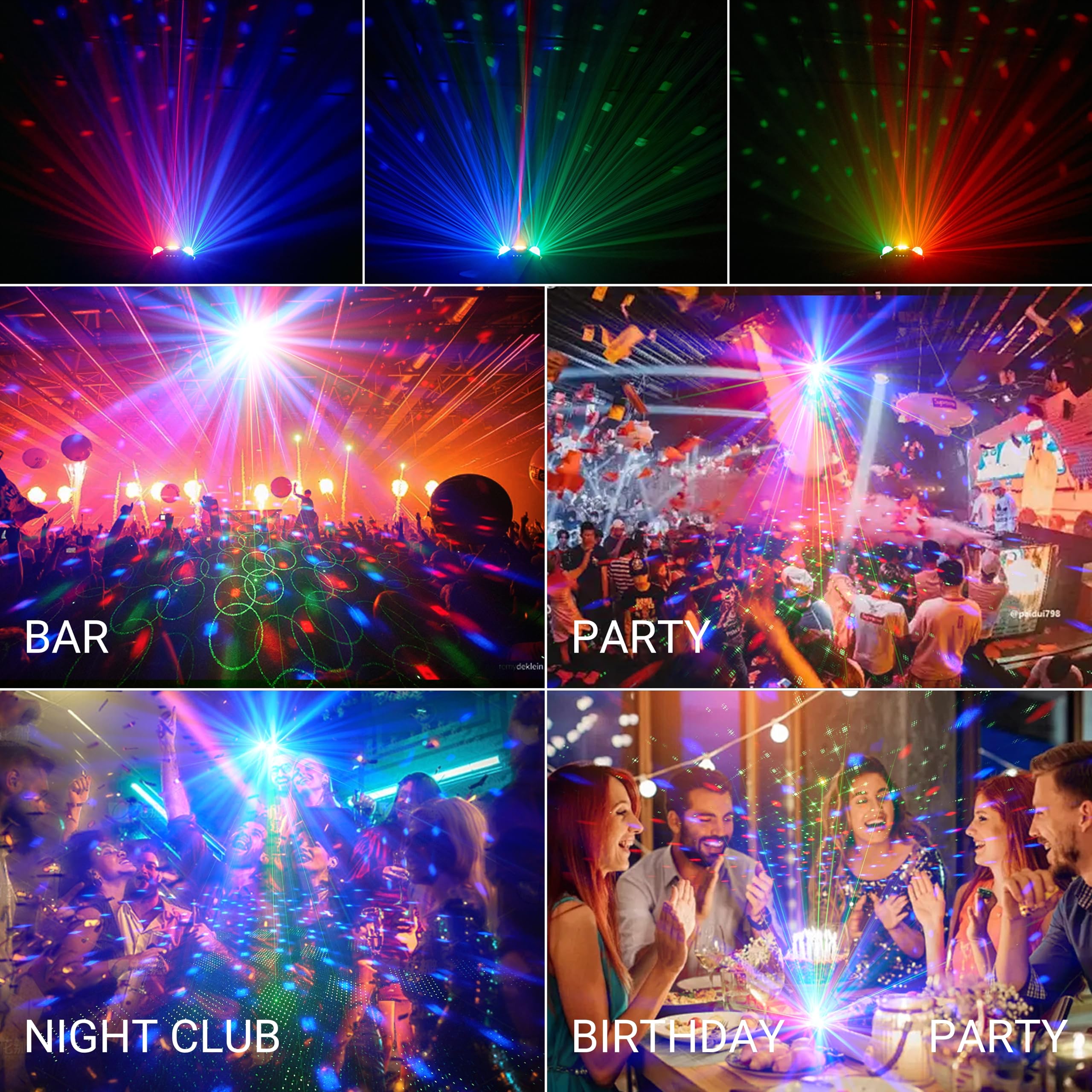 LED Disco Lights with Laser & Strobe, Sound Activated DJ Party Light with Remote - Image 4