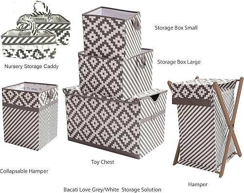 Miniatura 9 de Bacati - Falda Love para cuna de percal 100% algodón (diamantes, gris)