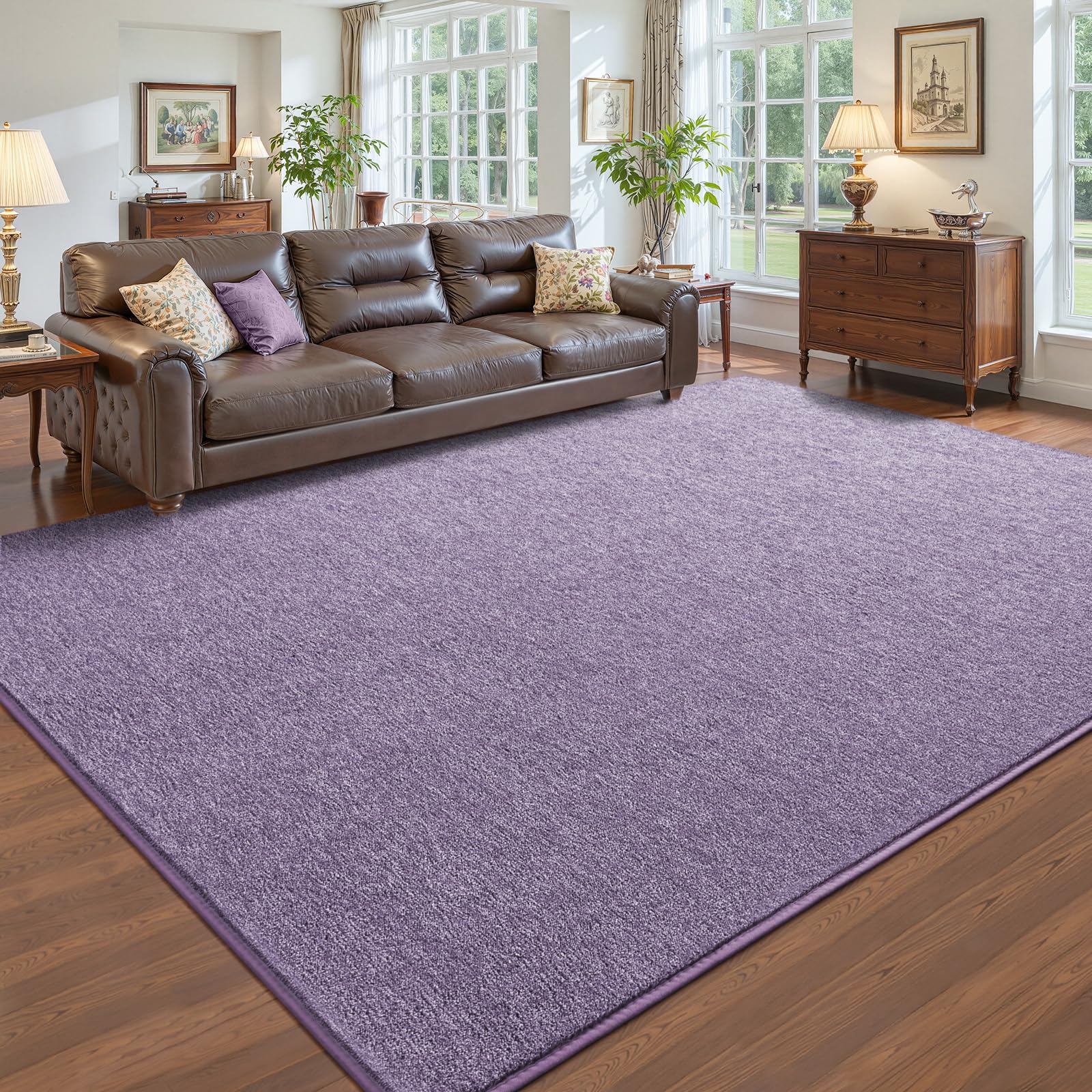 Photo 1 of Pettop 5x7 Light Purple Area Rugs for Living Room Bedroom, Thickened Memory-Foam Throw Carpet, Modern Minimalist Super Soft Kids Boys Girls Rug, Non-Slip and Washable Carpets for Dorm Home Decor
