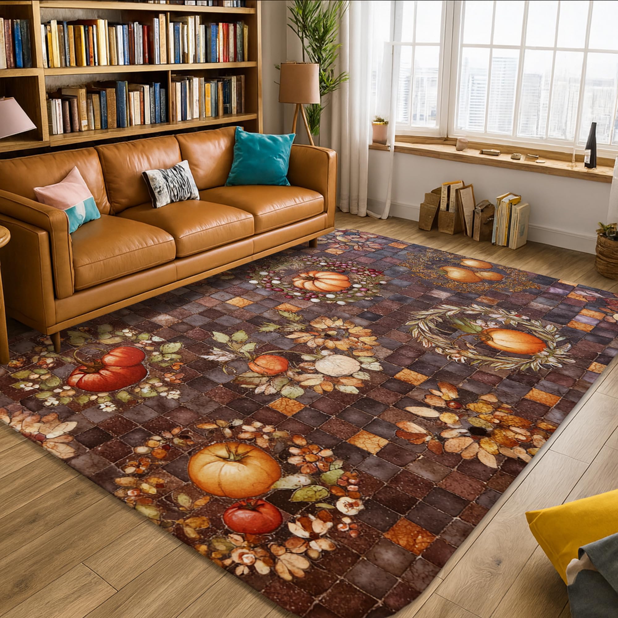 Tapis citrouille marron en mousse pour dortoir et chambre cocooning