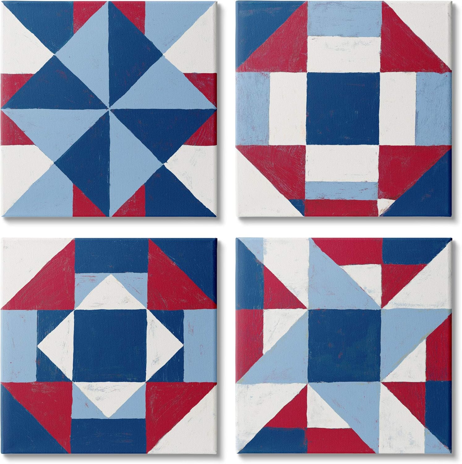 Stupell Industries Geometric Patchwork Quilt Pattern Red White Blue