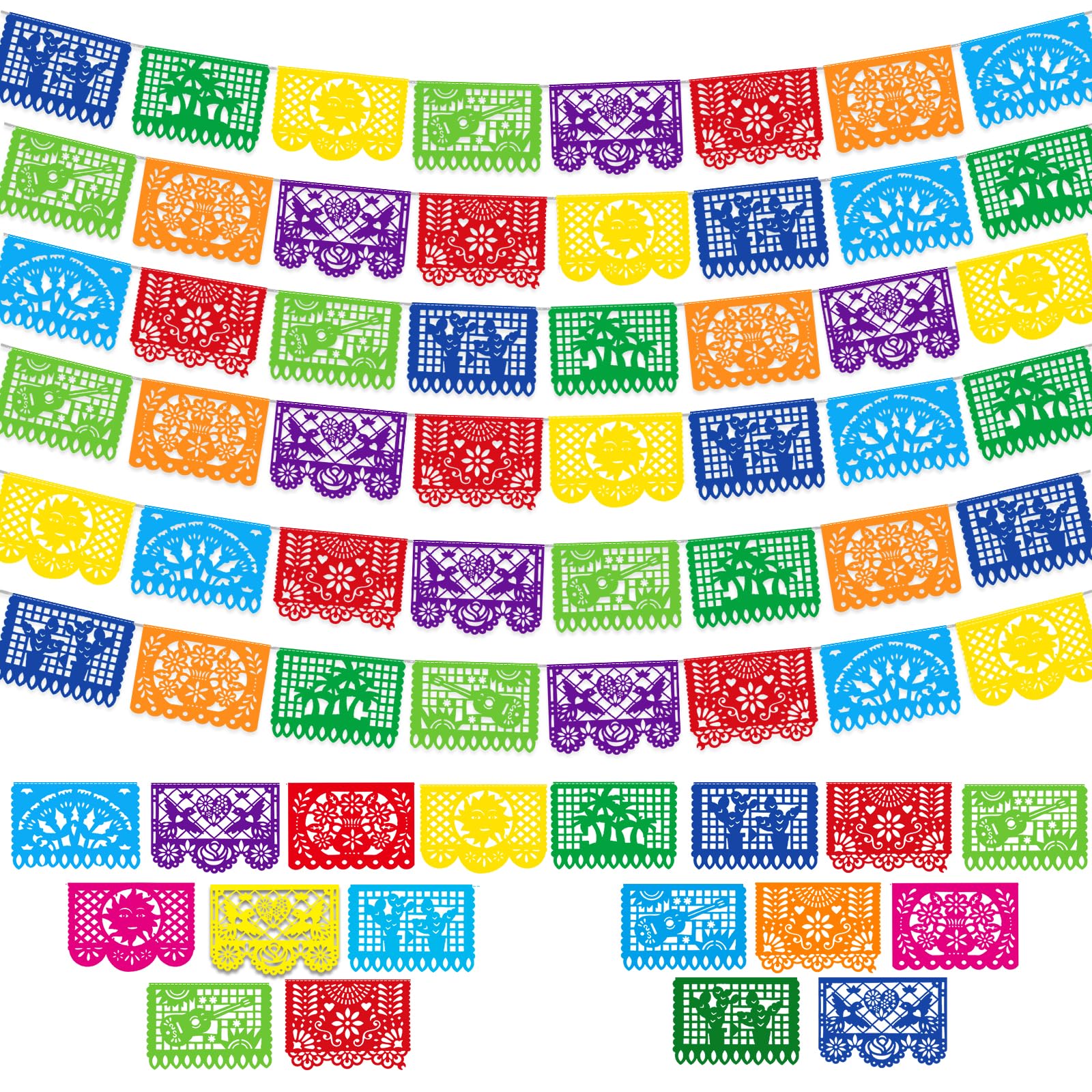 Décorations de fête mexicaines : lot de 6 bannières en papier Picado pour Dia de los Muertos