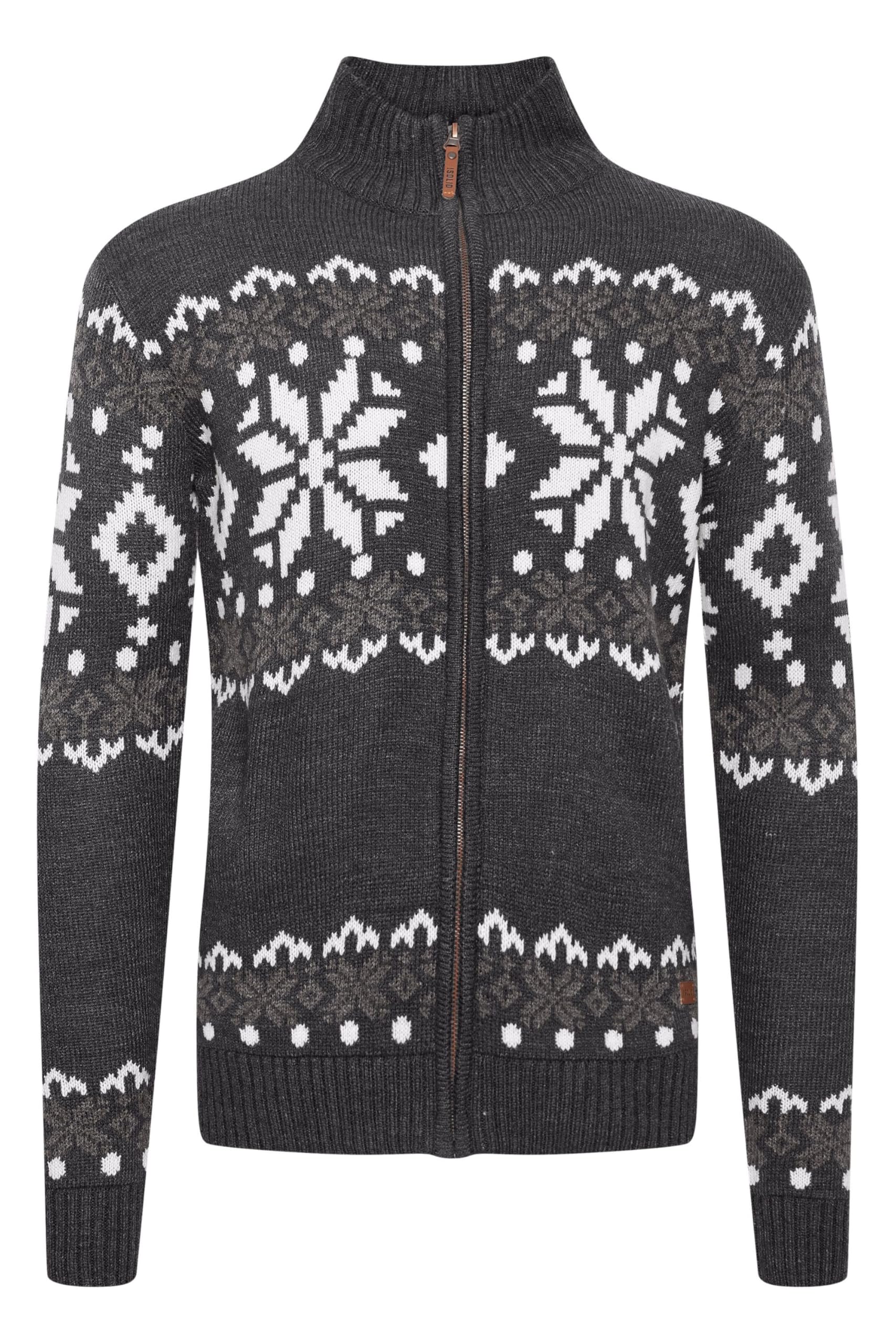!Solid SDNoran Herren Zip-Jacke Pullover Zipper Grobstrick