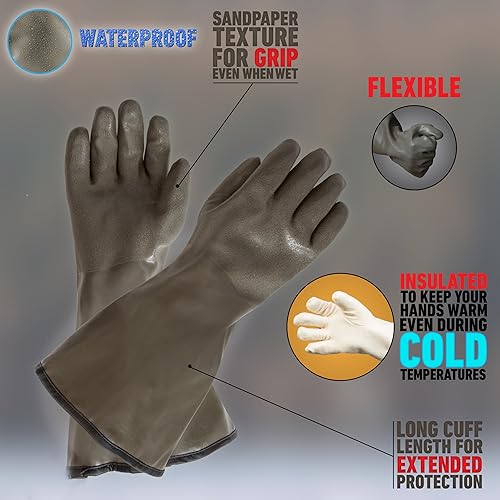 Miniatura 3 de Guantes con recubrimiento de PVC, con dibujo de roble y musco, para clima frio extremo, con forro de fibra Thinsulate, guantes de caza