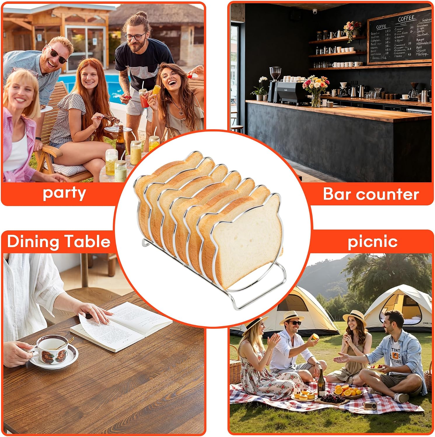 Stainless Steel Toast Rack Bread Holder for Air Fryer Oven
