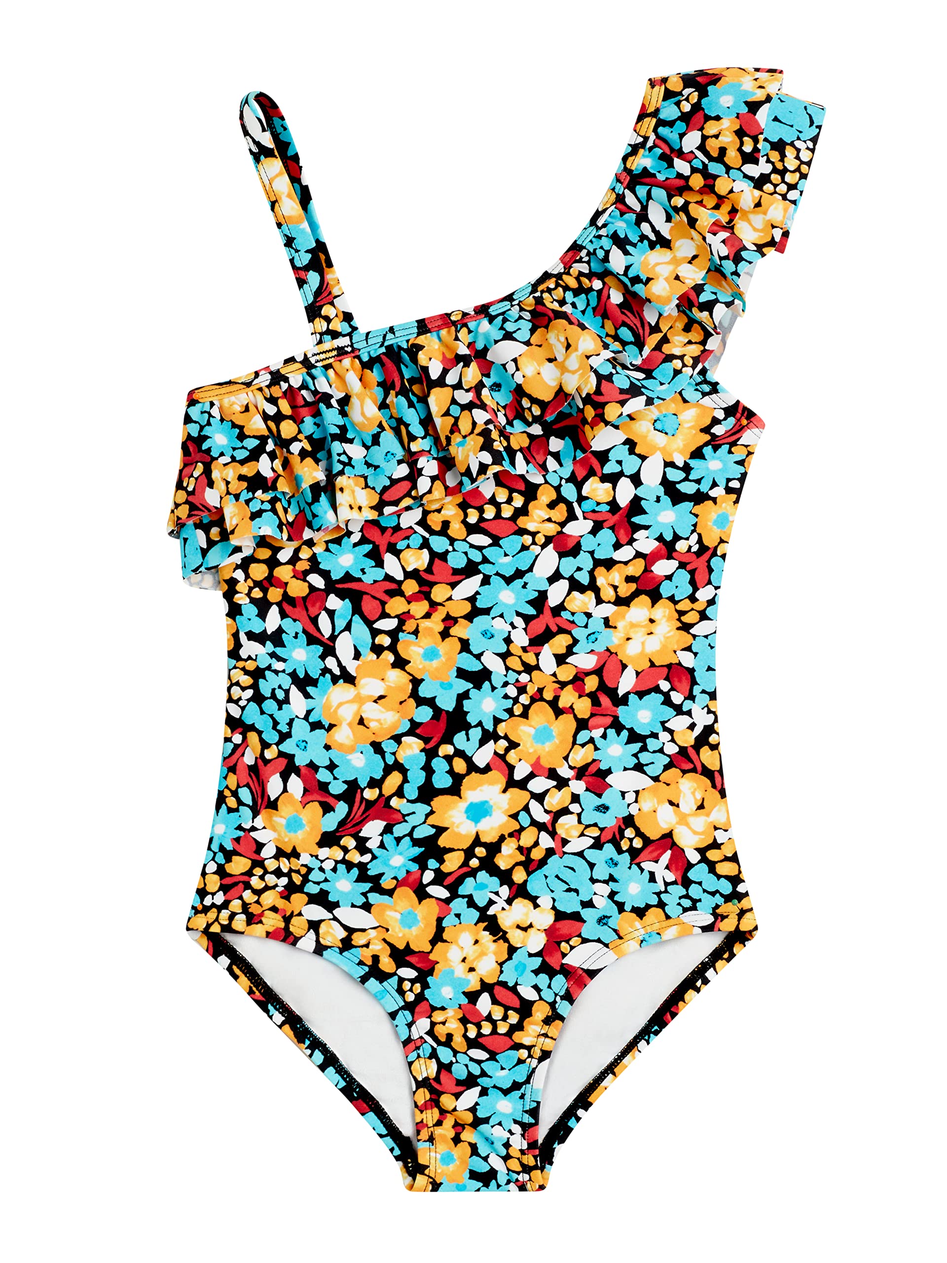 Kanu Surf Girls Morgan Floral Ruffle 1-Shoulder 1-Piece Swimsuit