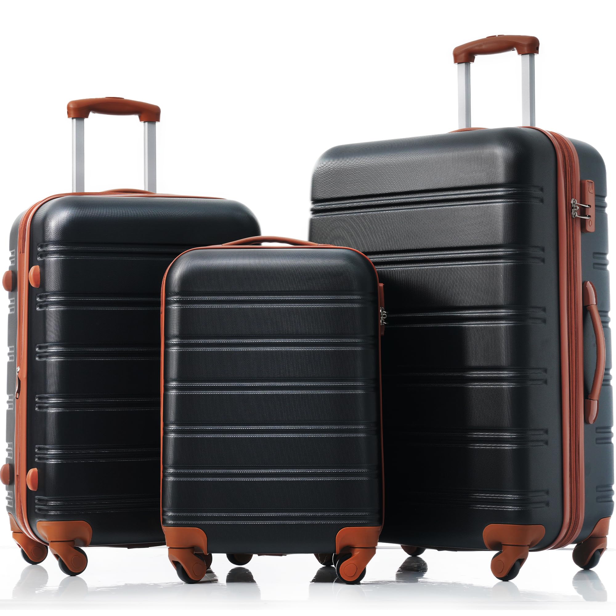 Valises rigides anti-choc en ABS violet, lot de bagages à 4 roulettes