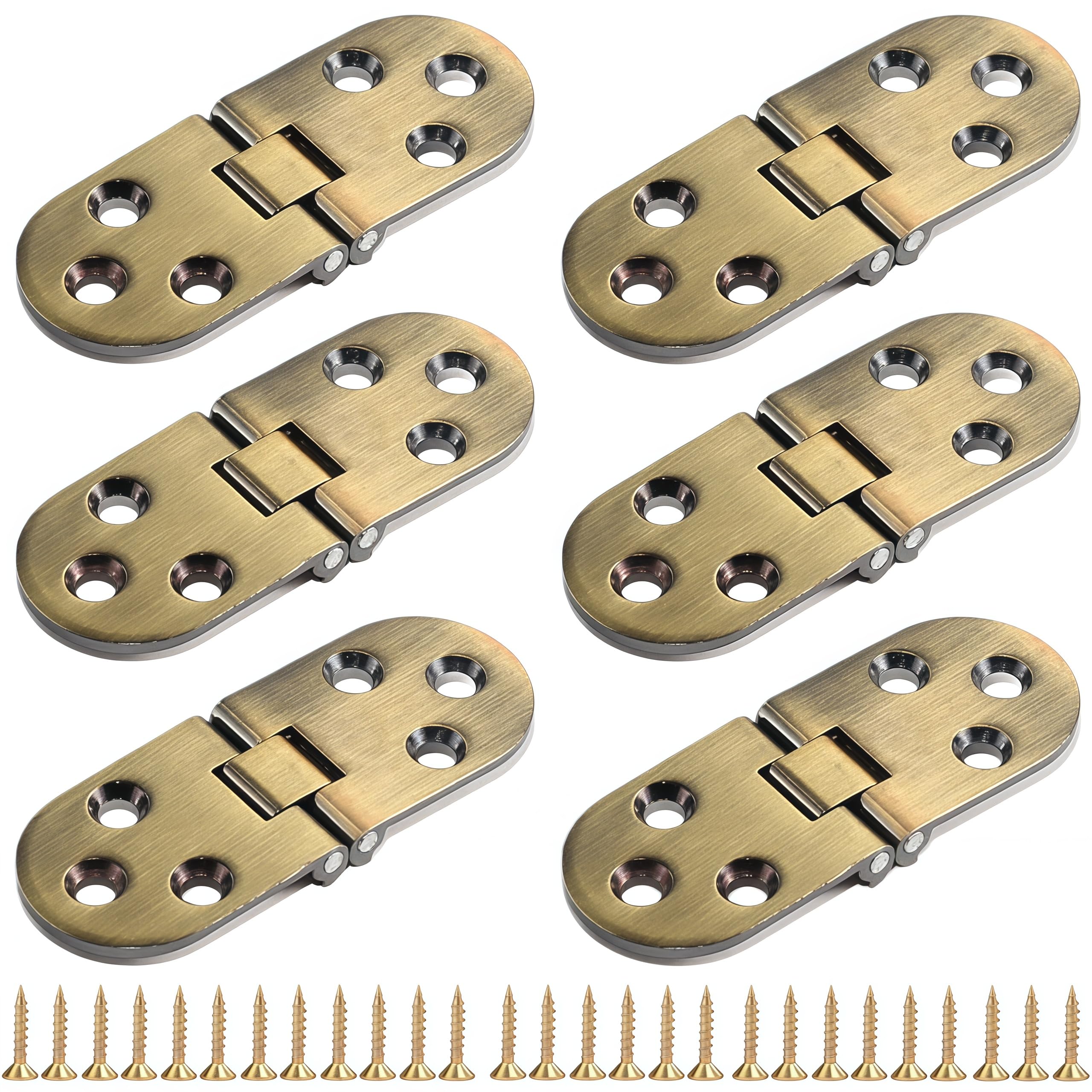 Vbnexyr Bronze Folding Hinge 6 Pack Alloy 180 Degree Flip Hinges With Screws Suitable For Folding Cabinet Doors Dining Table Hinges And Boxes Antique