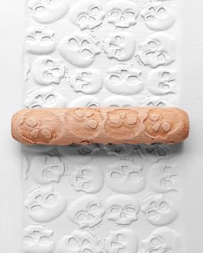 Ceramic Wood Hand Rollers, Pottery Texture Roller, Clay Pattern Stick, Skull