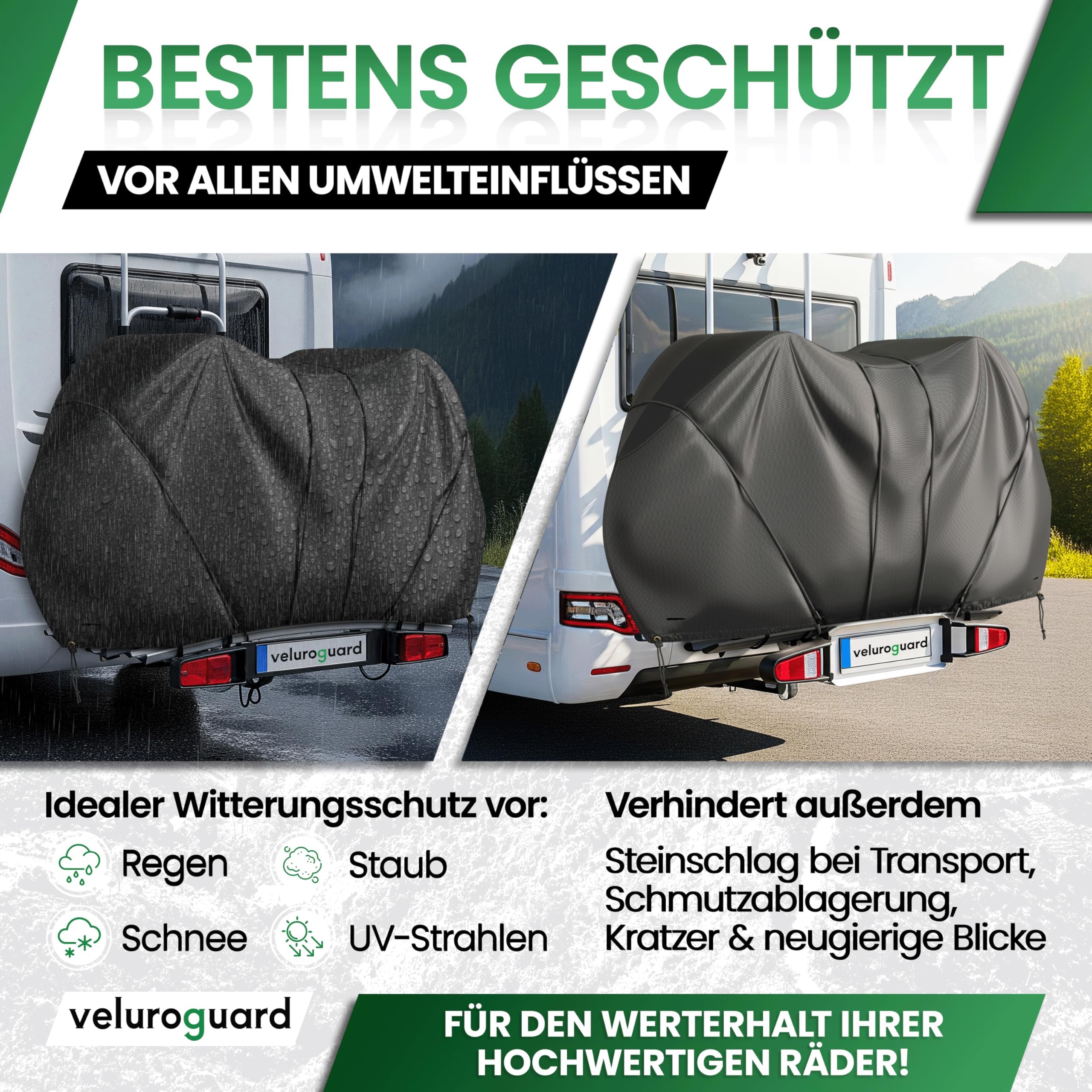 Fahrradabdeckung wasserdicht, reißfest & robust I Fahrrad Abdeckplane inkl. Tasche - Transportschutz für 1 Fahrrad bis 28" I Fahrradabdeckung Heckträger - Ideal für E-Bike, Rennrad & Mehr