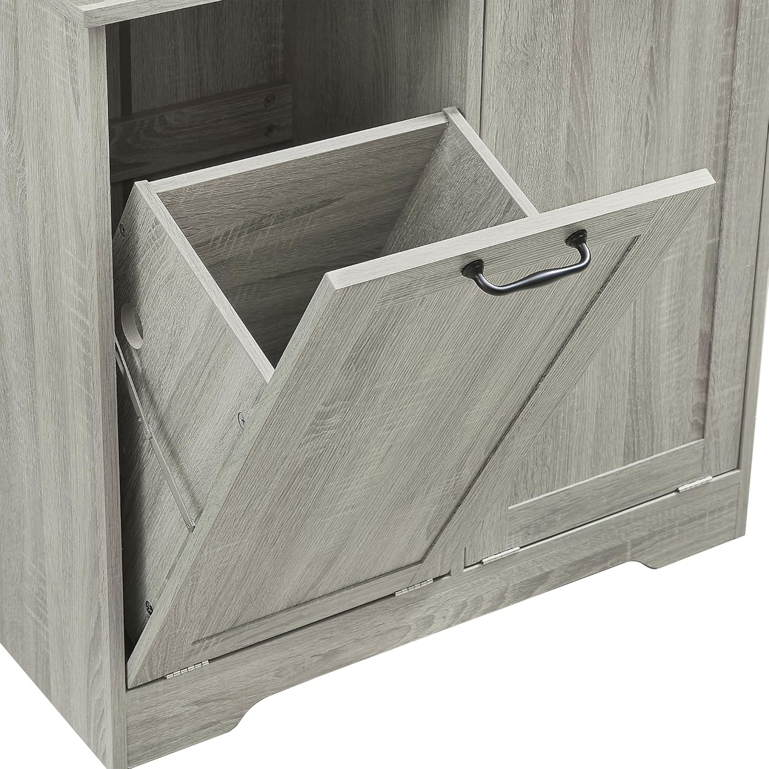 Bellemave 68” Tall Tilt-Out Double Doors Laundry Cabinet Hamper, Large Pull Out Laundry Room Storage Cabinets, Freestanding Bathroom Storage Cabinet with Door and Adjustable Shelves, Oak