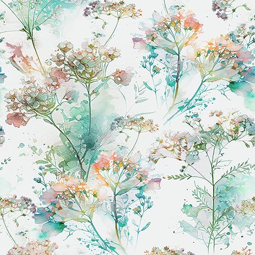 Papel tapiz floral para despegar y pegar de 118 x 17.3 pulgadas, papel tapiz de acuarela de diente de león, papel tapiz botánico abstracto, papel de