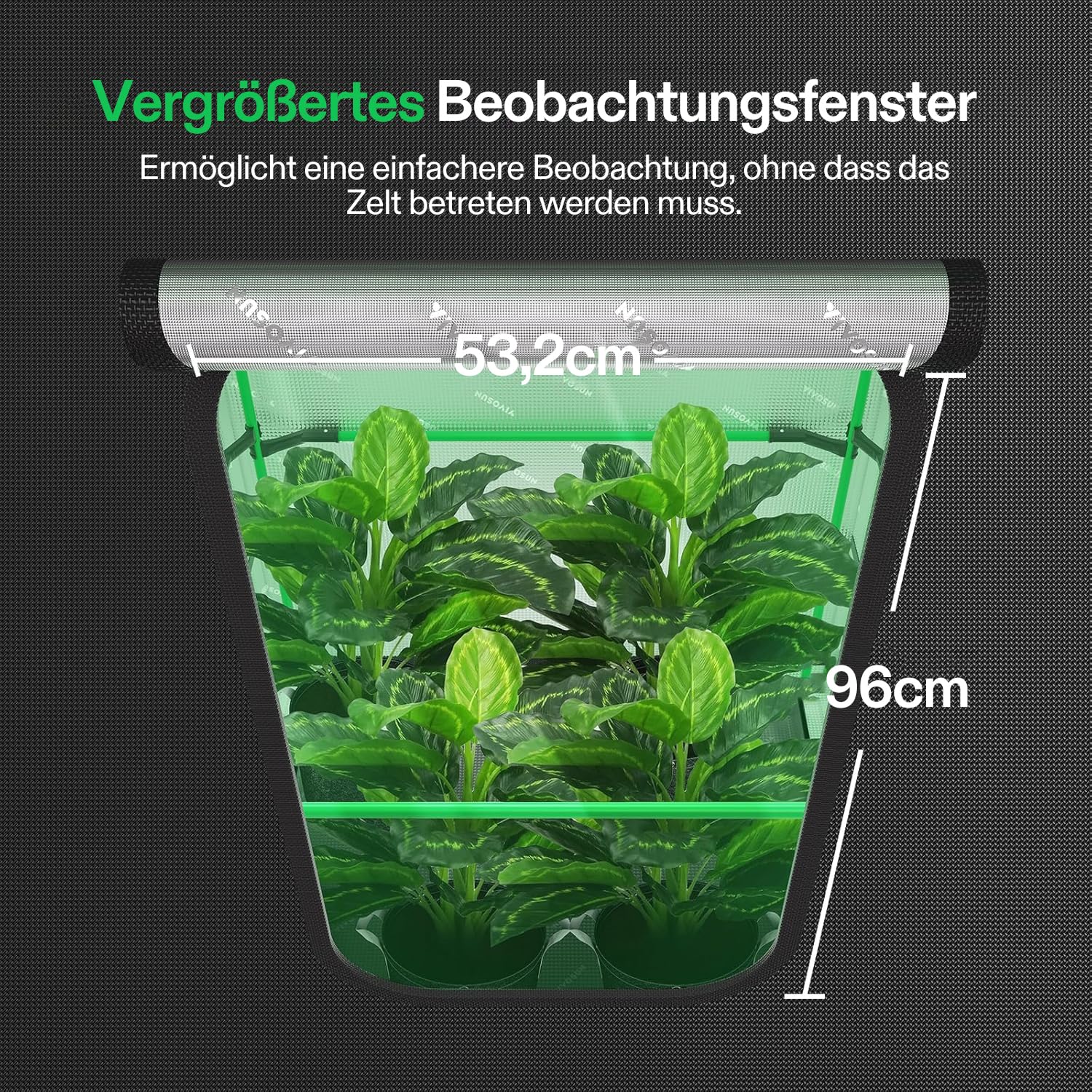 VIVOSUN PRO Growzelt 120x120x200cm Grow Tent mit Dicken 22mm Stangen 2000D Oxford-Gewebe hochreflektierendes Mylar Indoor Hydroponik Zuchtzelt Pflanzenzelt Gewächshaus passend für AeroLight A200SE×2
